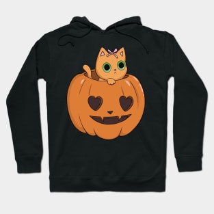 orange pumpkin cat heart halloween coquette dollette Hoodie